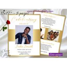 Gold Funeral Program Tabloid,Gold Memorial Service Program 11x17",1-008f,(176f) Gold Funeral Program Tabloid,Gold Memorial Service Program 11x17",1-008f,(176f)